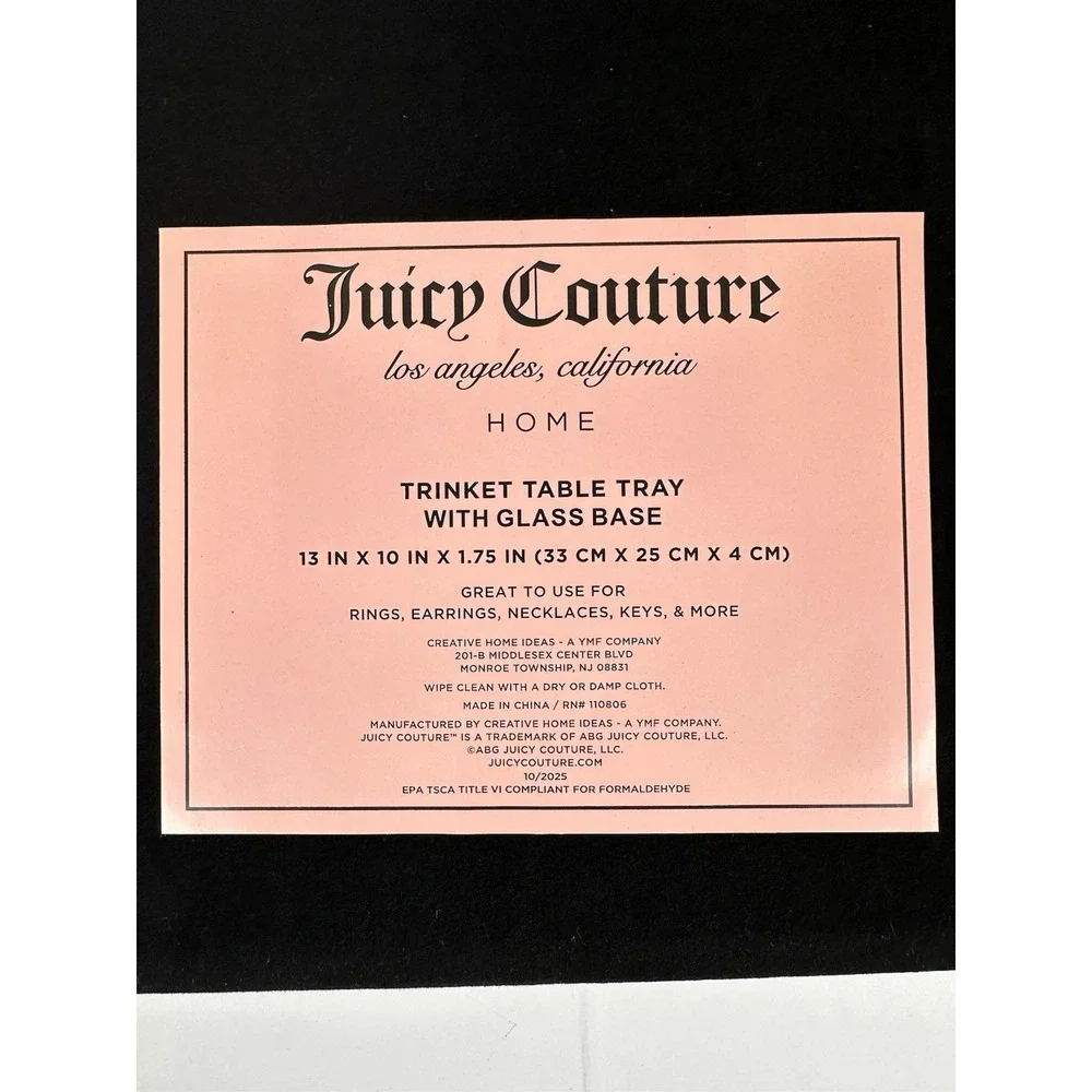 Juicy Couture Home Pink Gold Heart Trinket Tray Mirrored Base Vanity Decor NEW